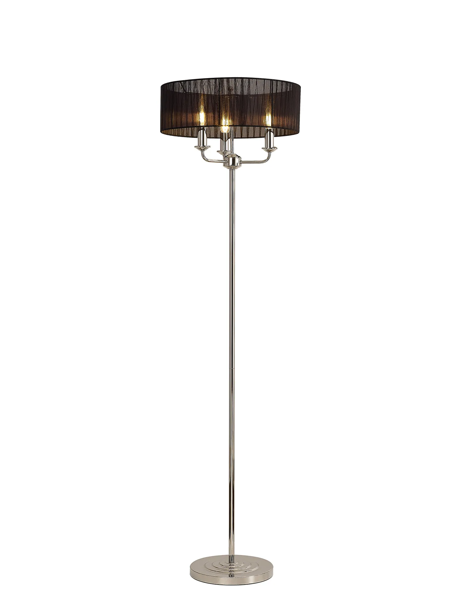 Banyan 45cm 3 Light Floor Lamp Polished Nickel, Black